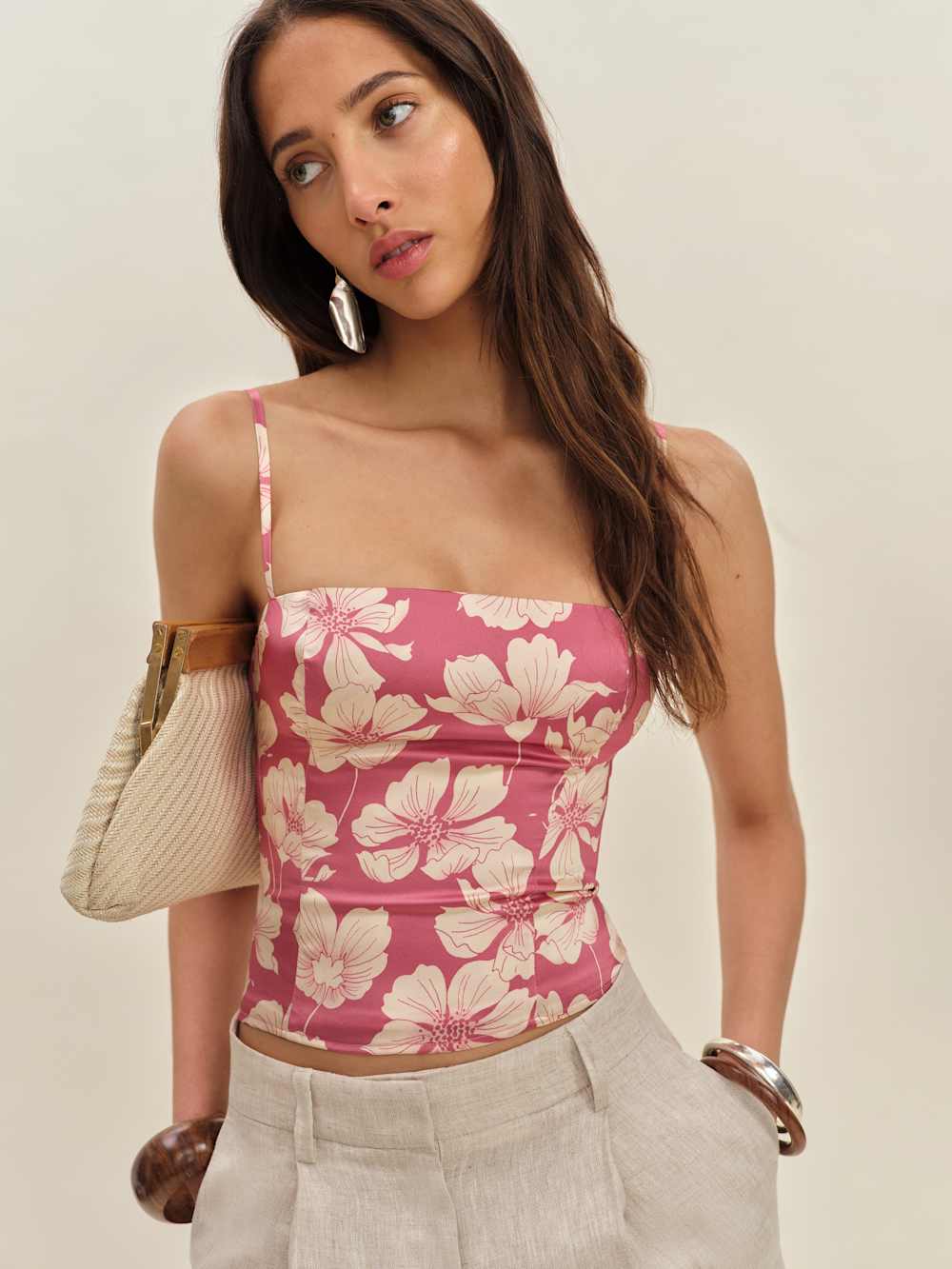 Reformation Overland Silk Top - Lychee