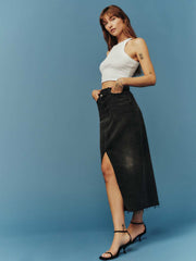 Reformation Nila Long Denim Skirt - Nome
