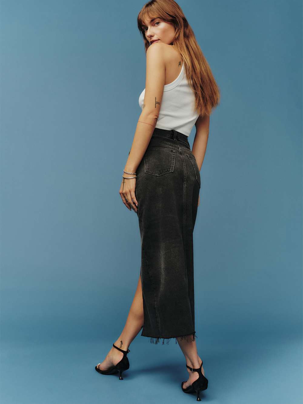 Reformation Nila Long Denim Skirt - Nome