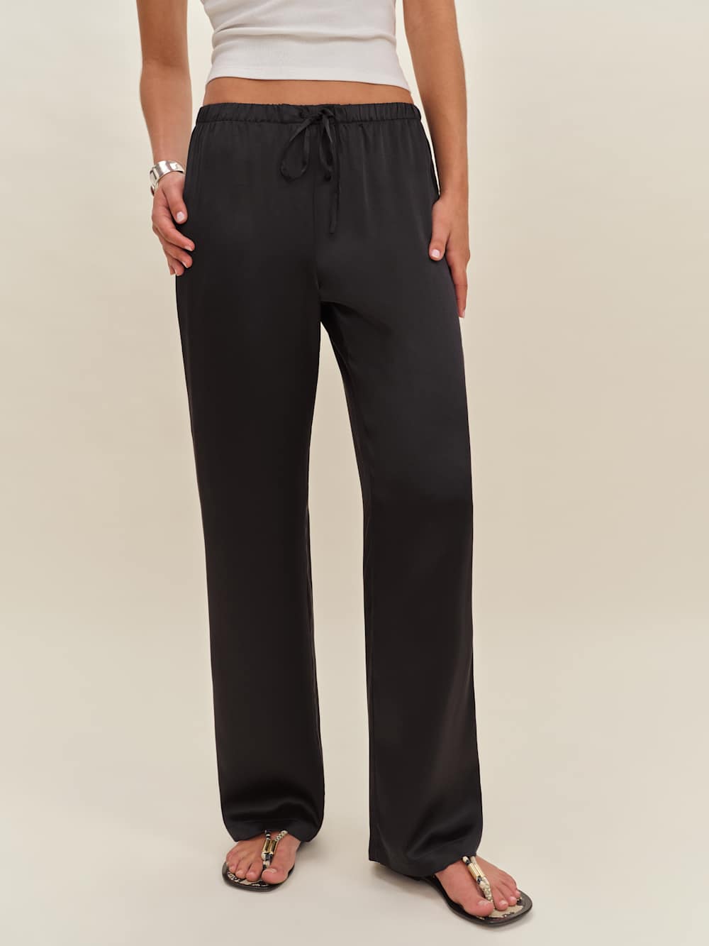 Reformation Olina Silk Pant - Black