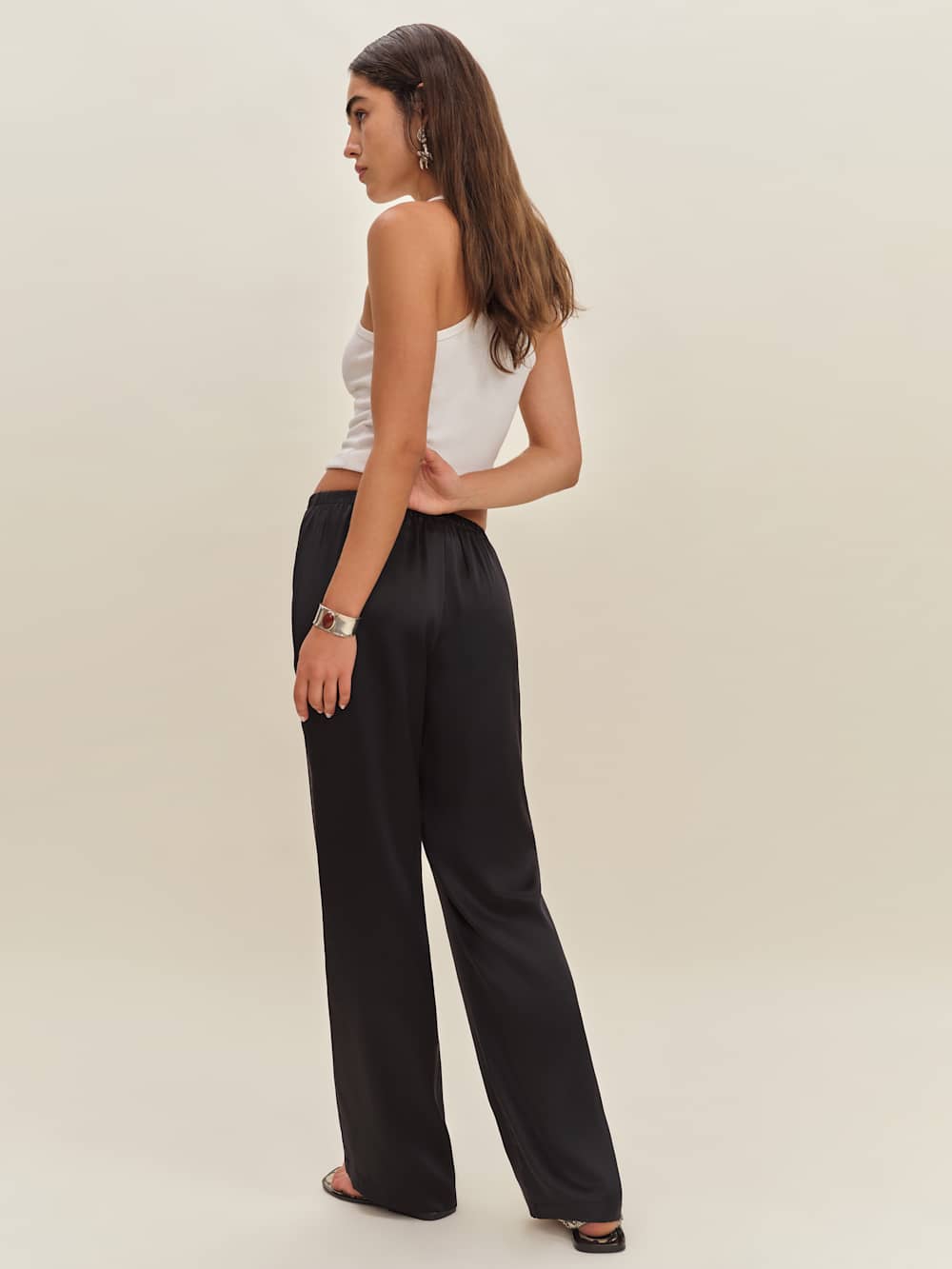 Reformation Olina Silk Pant - Black