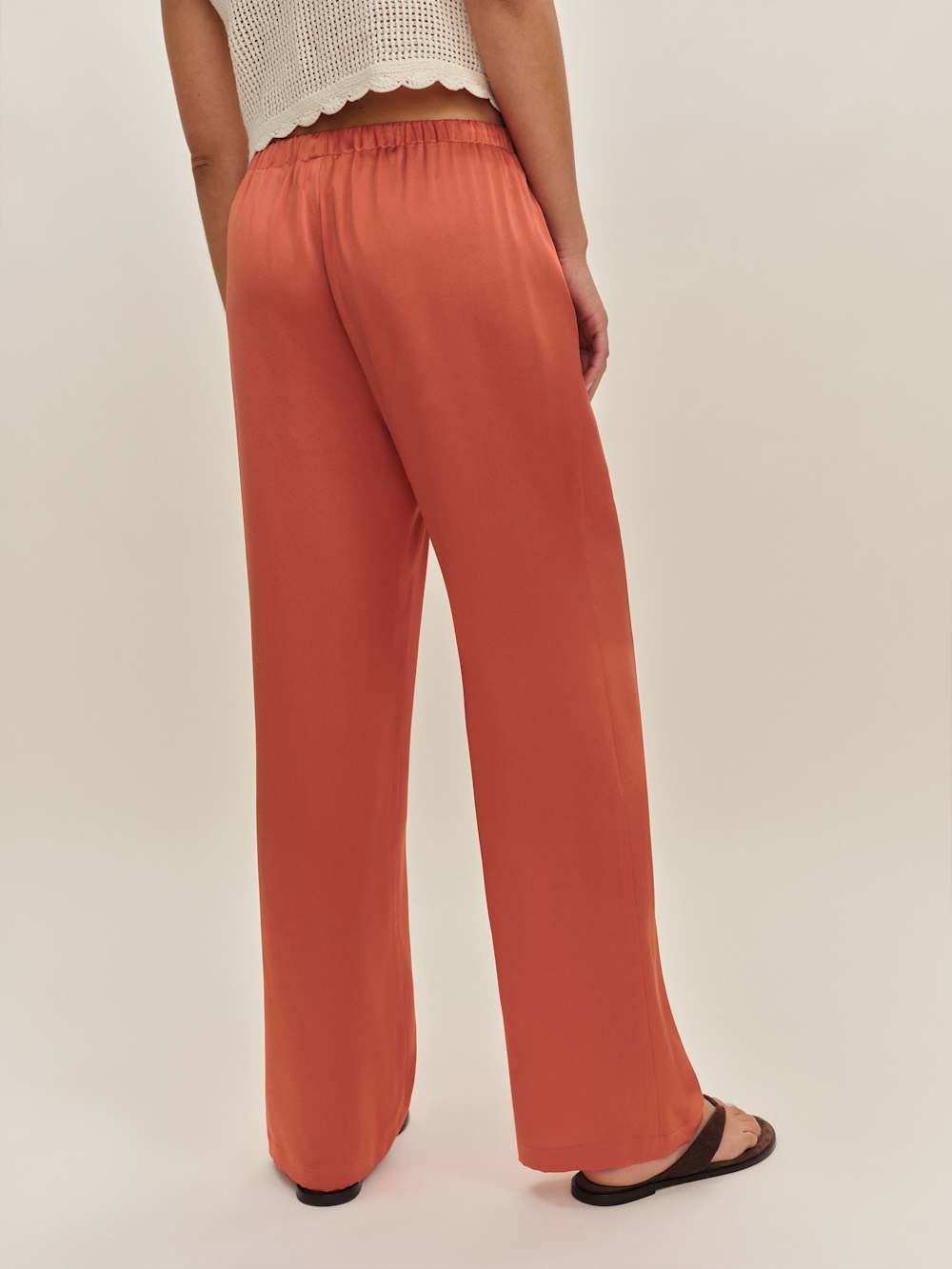 Reformation Olina Silk Pant - Red Coral