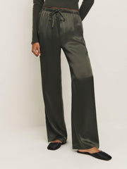 Reformation Olina Silk Pant - Pine Tree