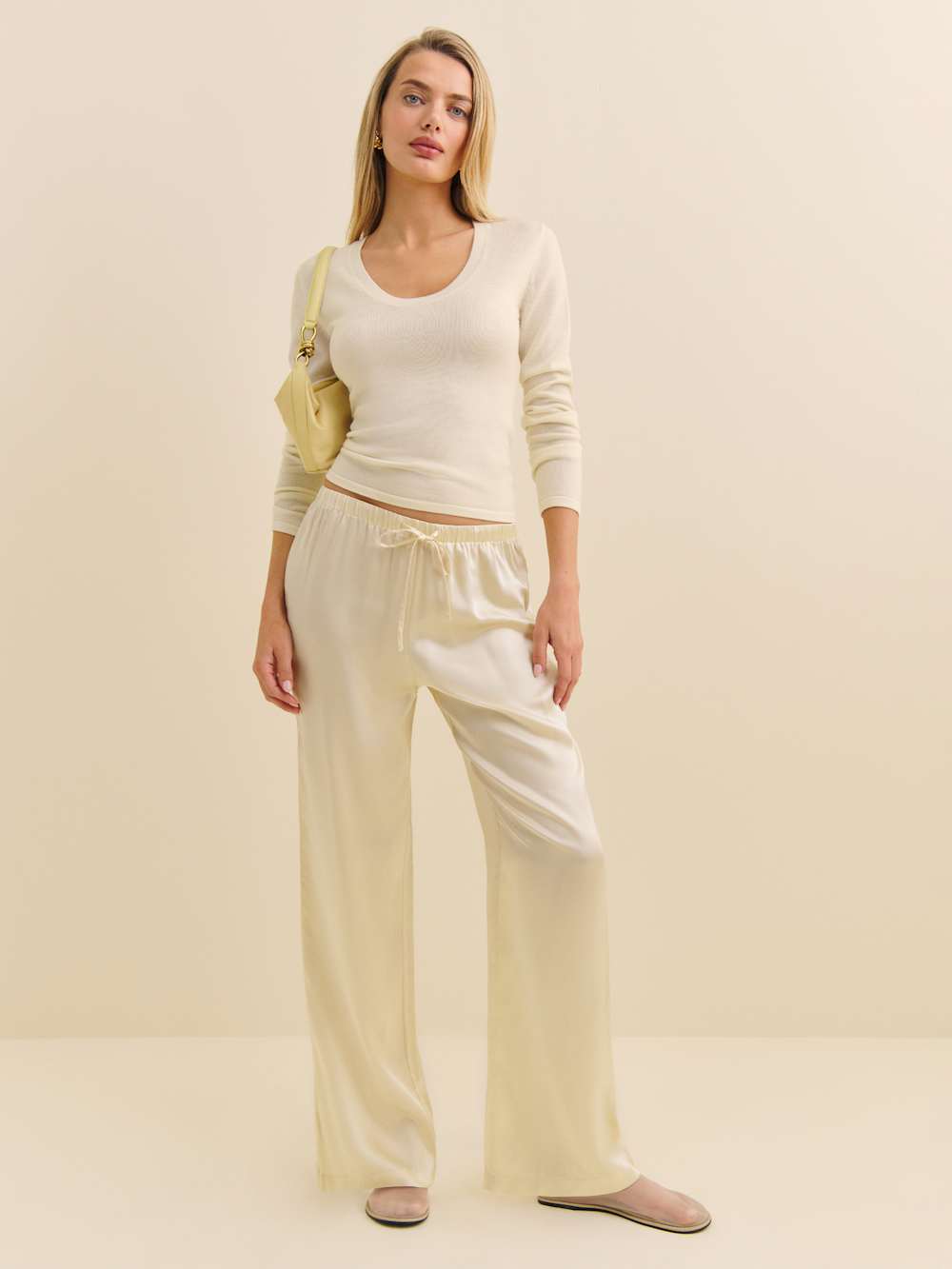Reformation Olina Silk Pant - Sugar