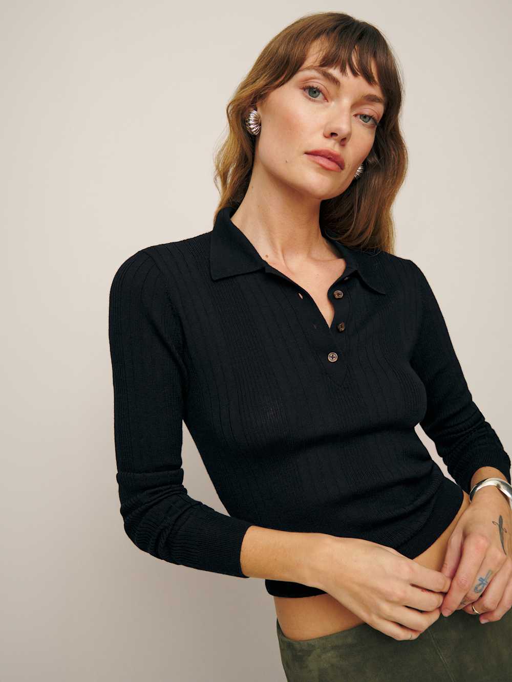Reformation Hermia Regenerative Merino Polo - Black
