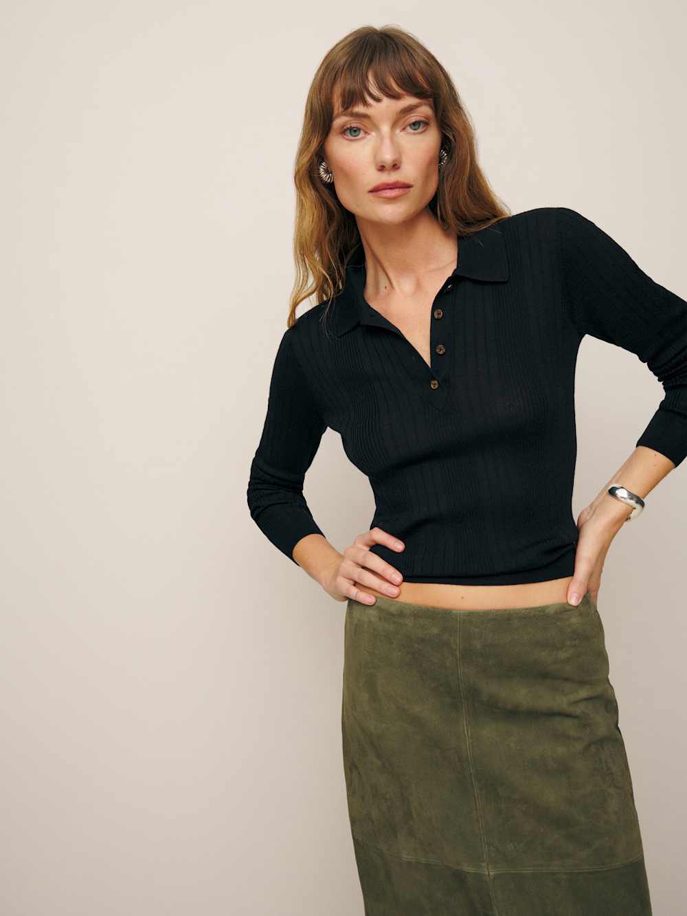 Reformation Hermia Regenerative Merino Polo - Black