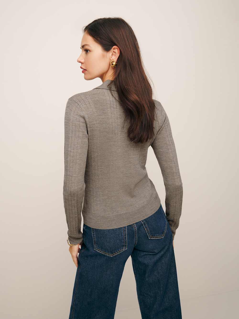 Reformation Hermia Regenerative Merino Polo - Oatmeal