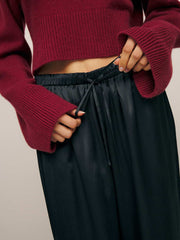 Reformation Petites Olina Silk Pant - Black