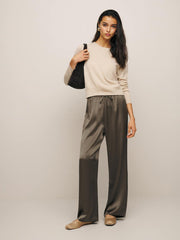 Reformation Petites Olina Silk Pant - Morel