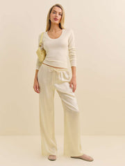 Reformation Petites Olina Silk Pant - Sugar