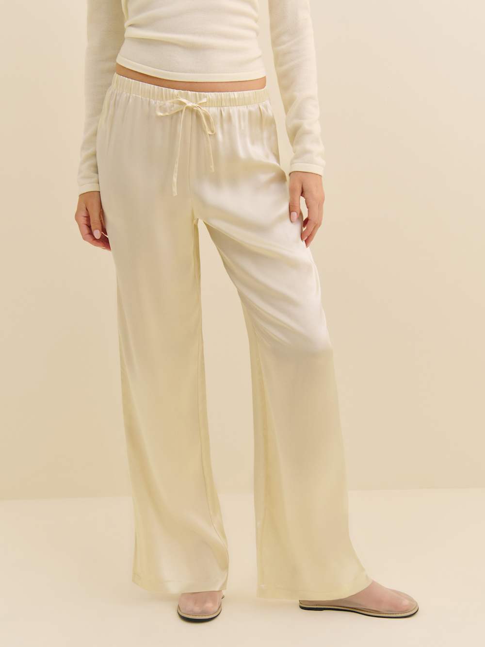 Reformation Petites Olina Silk Pant - Sugar