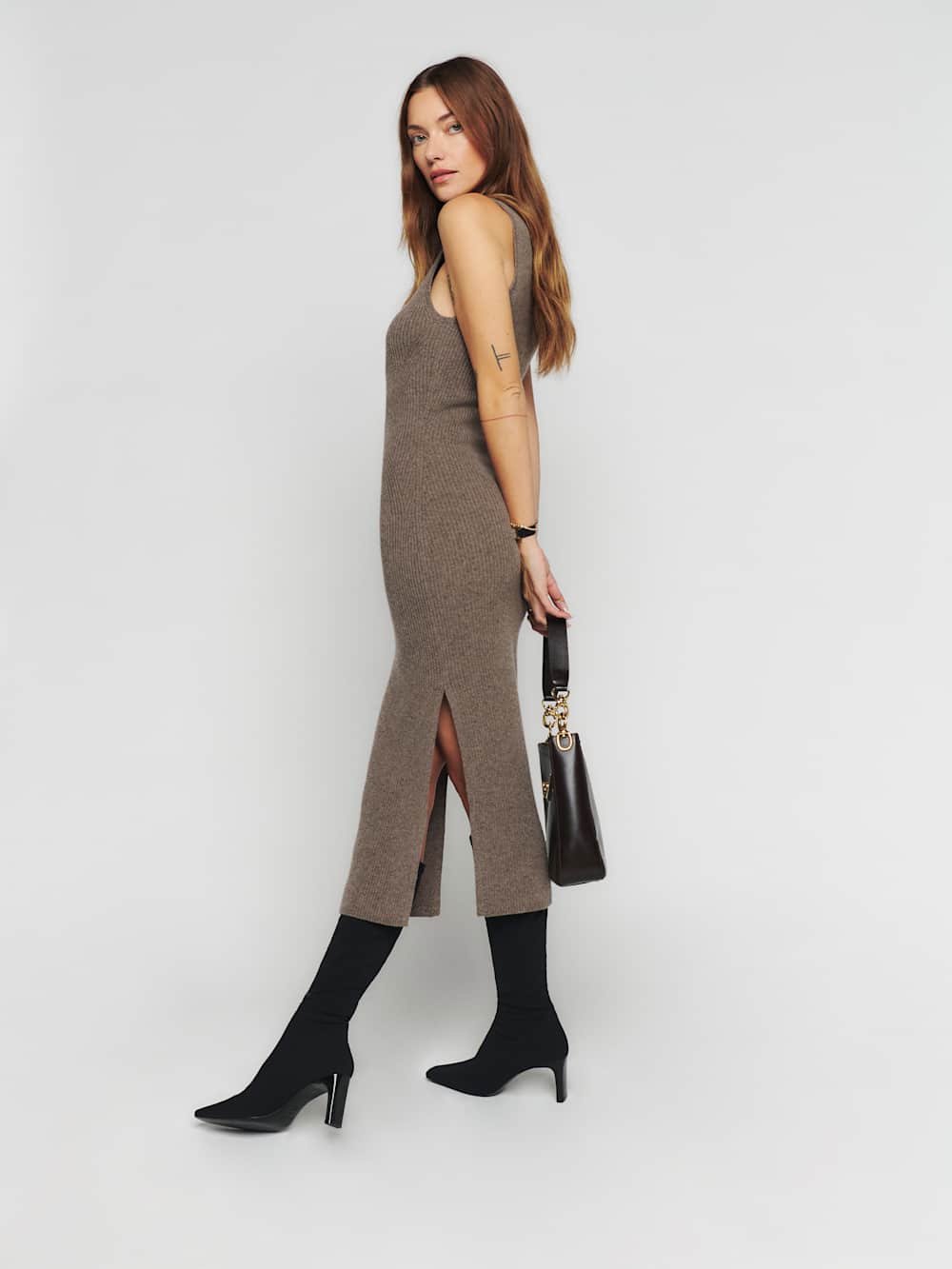 Reformation Rosa Stretch Knee Boot - Black