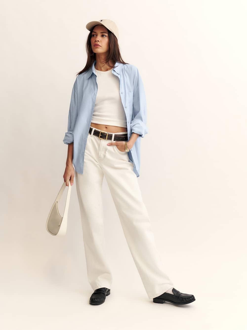 Reformation Val 90s Mid Rise Straight Jeans - Fior Di Latte