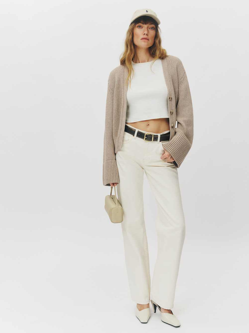 Reformation Val 90s Mid Rise Straight Jeans - Fior Di Latte