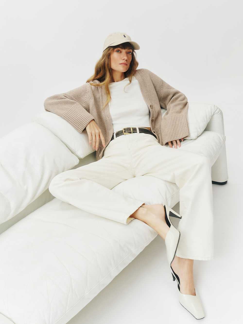 Reformation Val 90s Mid Rise Straight Jeans - Fior Di Latte