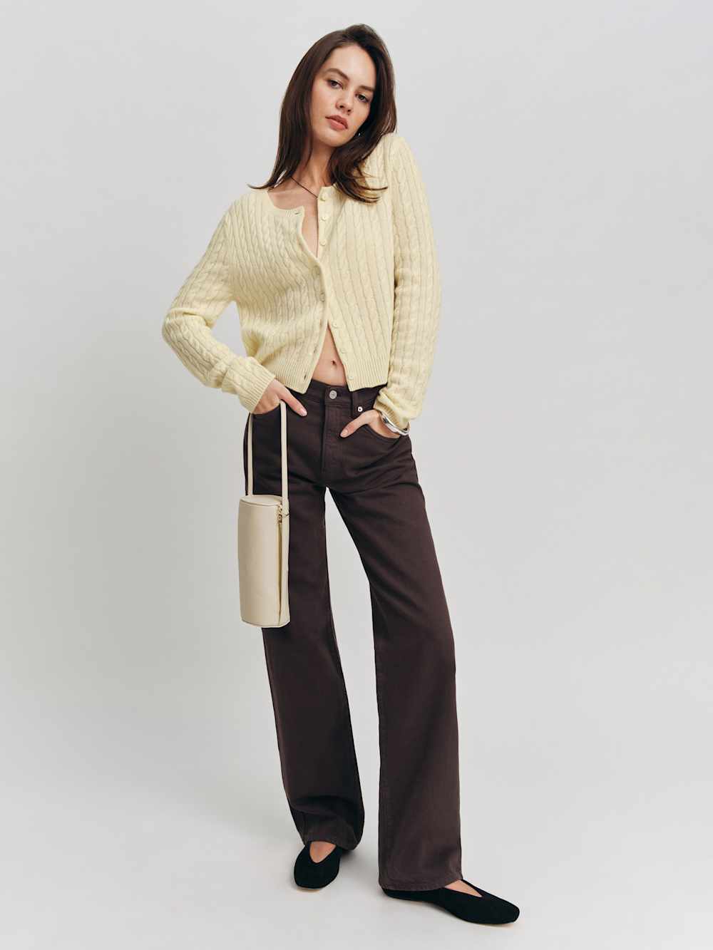 Reformation Val 90s Mid Rise Straight Jeans - Mole