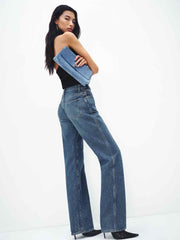 Reformation Val 90s Mid Rise Straight Jeans - Pelican