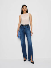 Reformation Val 90s Mid Rise Straight Jeans - Maggiore Vented Let Down Hem