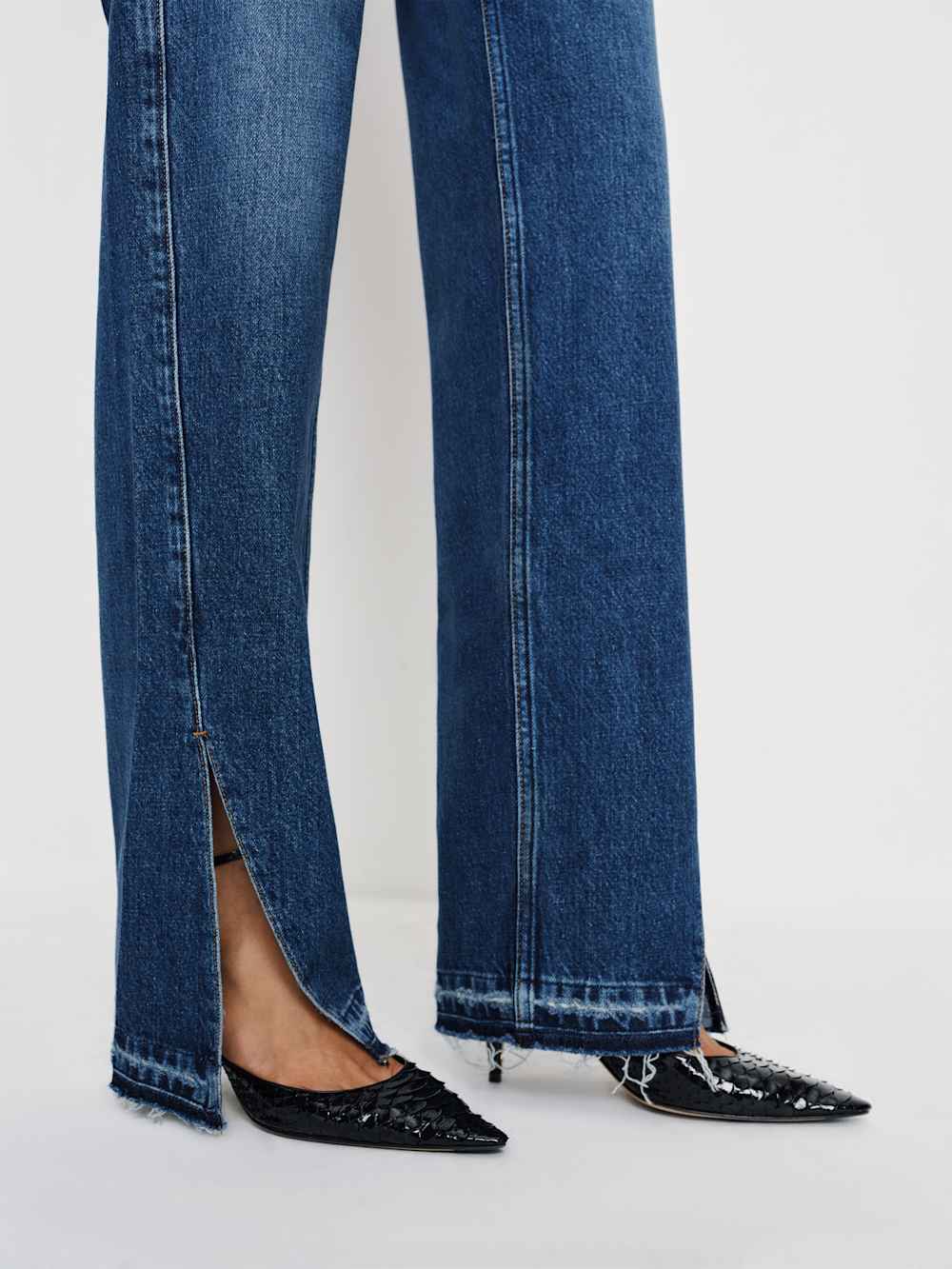 Reformation Val 90s Mid Rise Straight Jeans - Maggiore Vented Let Down Hem