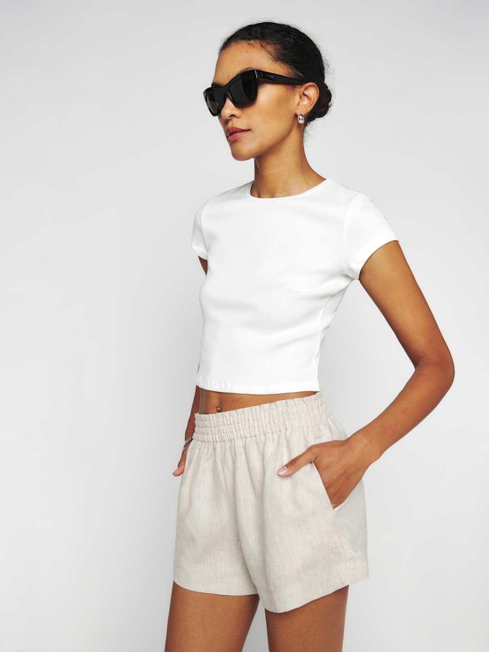 Reformation Mila Linen Short - Oatmeal