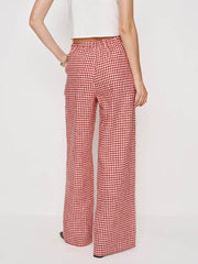 Reformation Ethan Linen Pant - Tomato Check