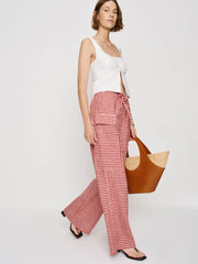Reformation Ethan Linen Pant - Tomato Check