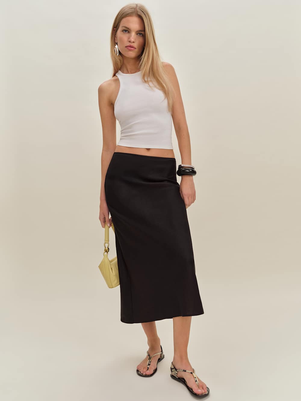 Reformation Layla Linen Skirt - Black