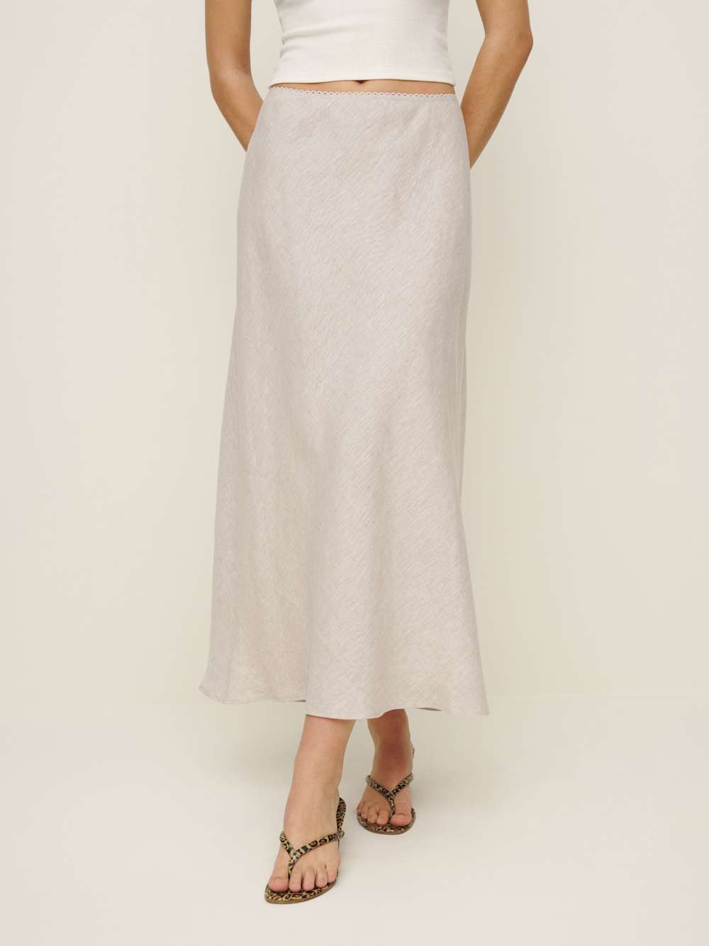 Reformation Layla Linen Skirt - Oatmeal