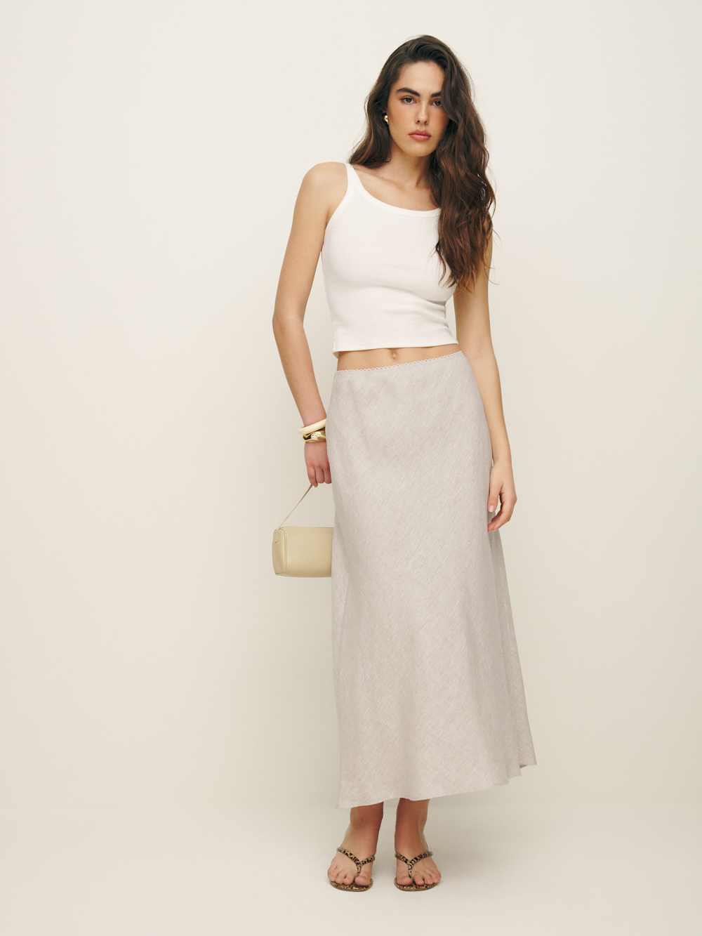 Reformation Layla Linen Skirt - Oatmeal