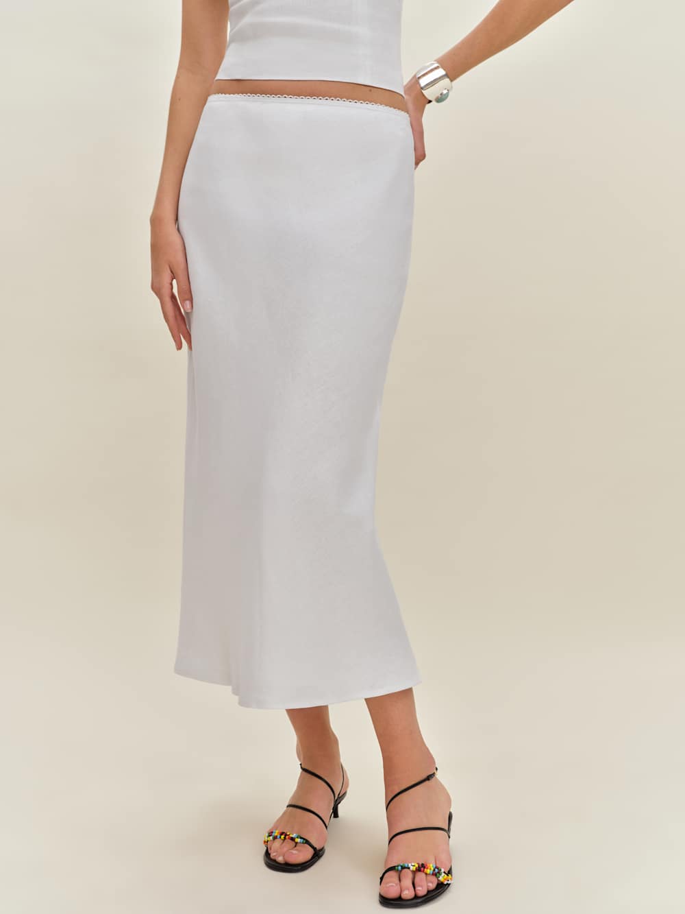 Reformation Layla Linen Skirt - White