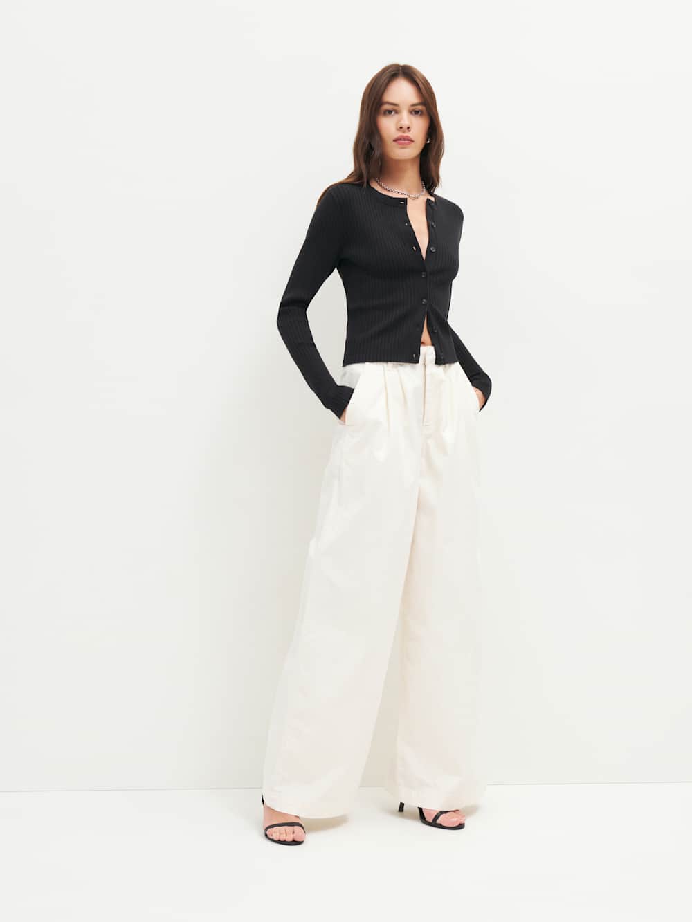 Reformation Joanne Cotton Cardigan - Black