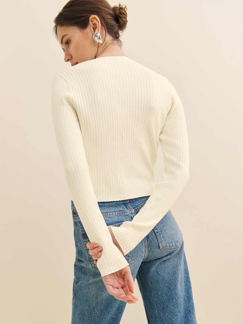 Reformation Joanne Cotton Cardigan - Fior Di Latte