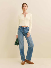 Reformation Joanne Cotton Cardigan - Fior Di Latte