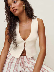 Reformation Myrtle Cotton Sweater - Fior Di Latte