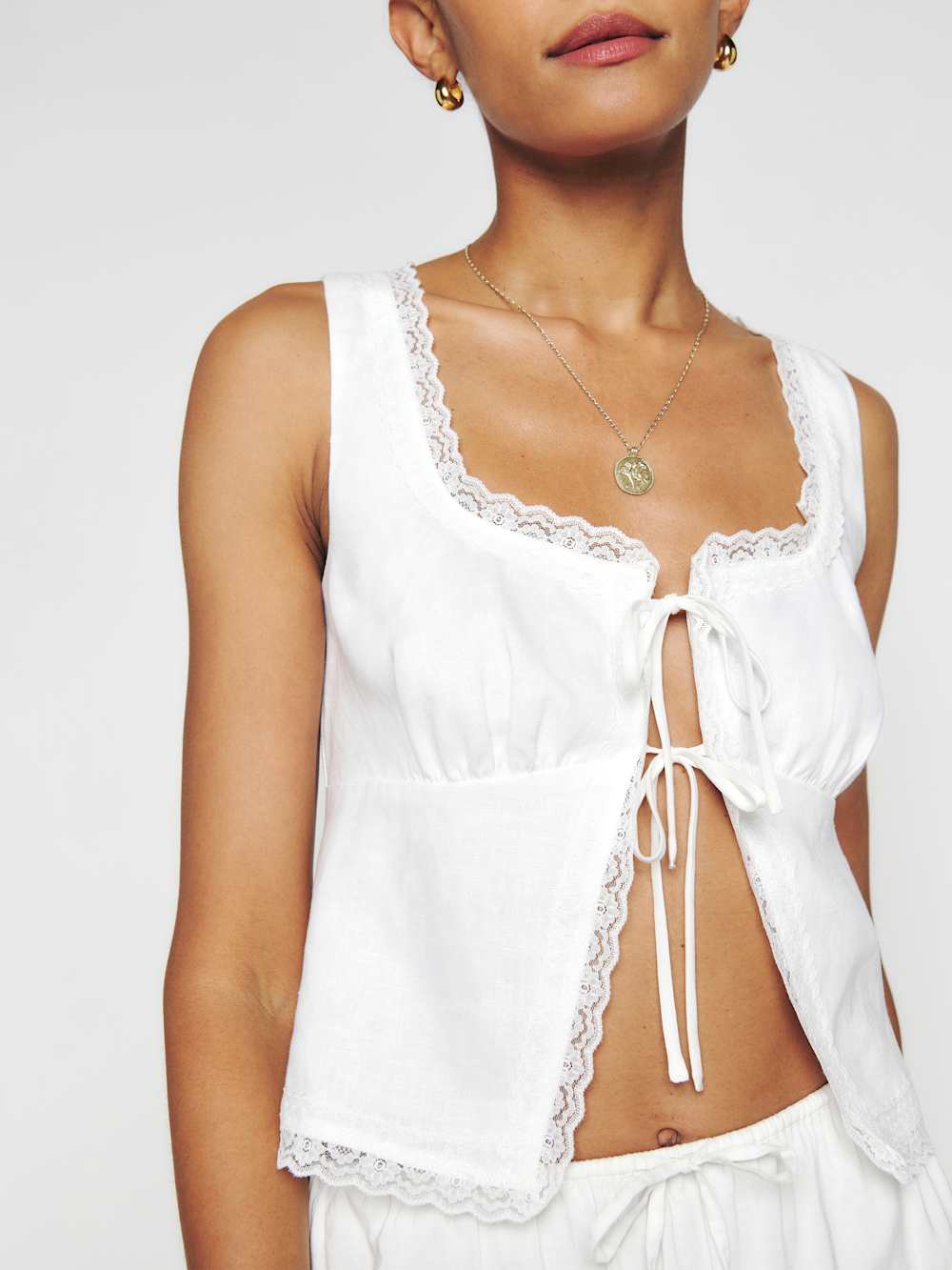 Reformation Rosalie Linen Top - White