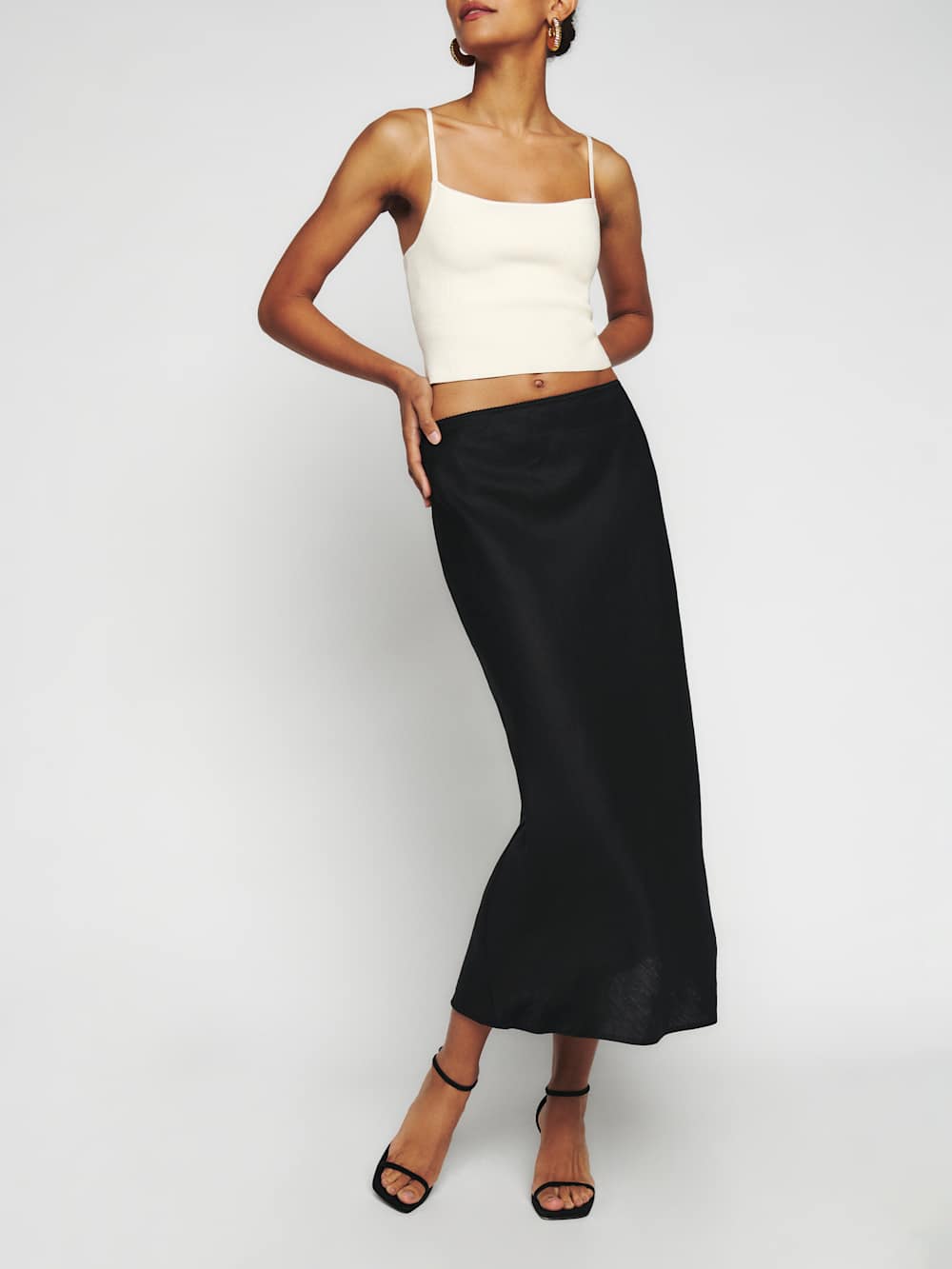 Reformation Petites Layla Linen Skirt - Black