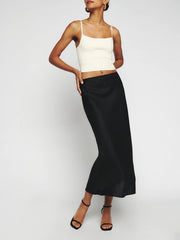 Reformation Petites Layla Linen Skirt - Black