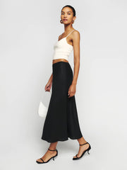 Reformation Petites Layla Linen Skirt - Black