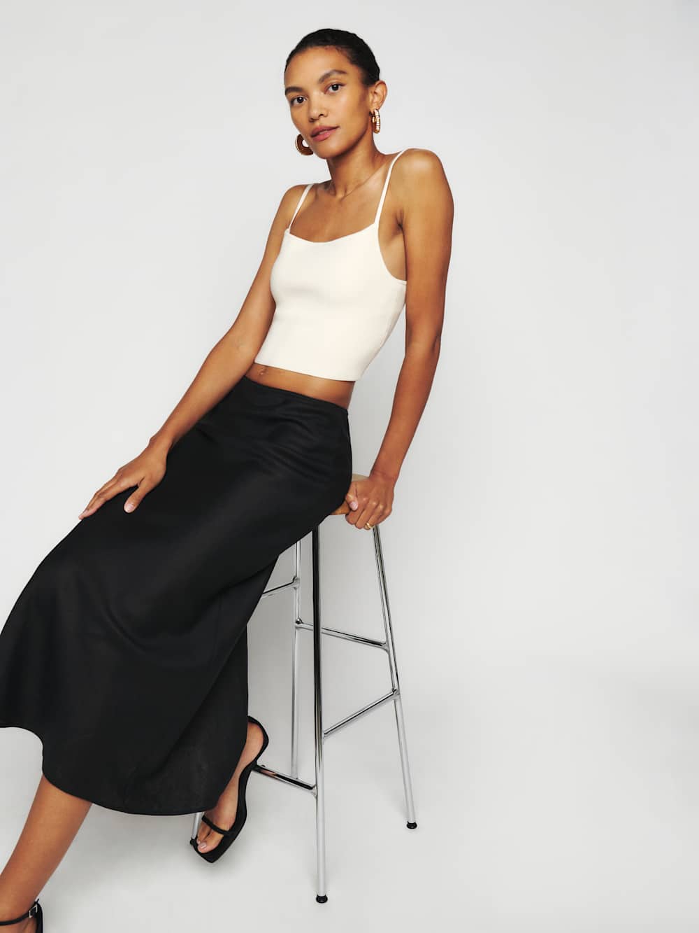Reformation Petites Layla Linen Skirt - Black