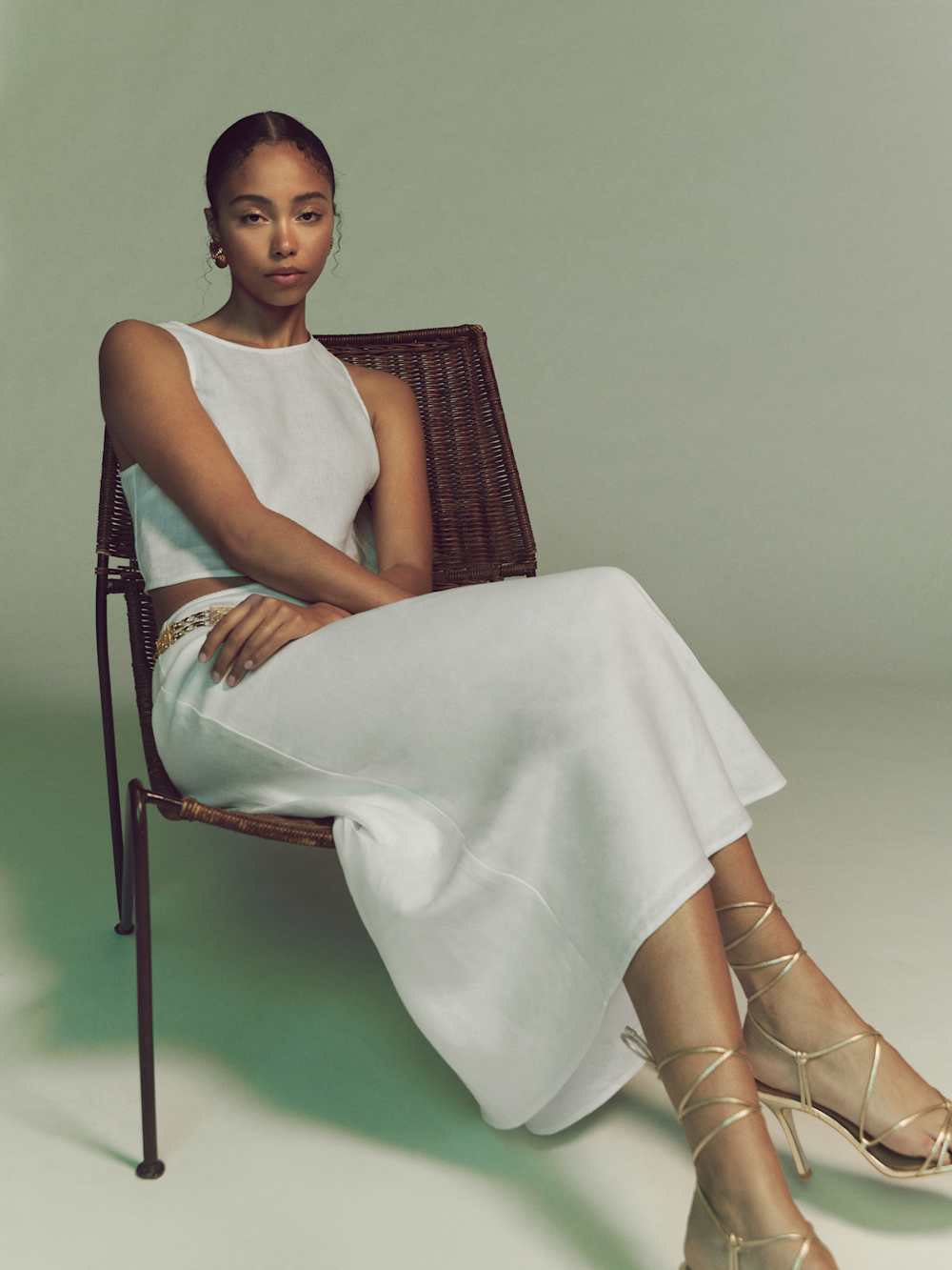 Reformation Petites Layla Linen Skirt - White