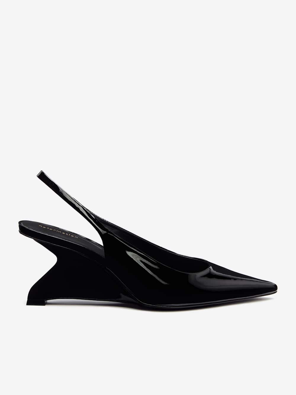 Reformation Westlyn Closed Toe Wedge - Black Patent