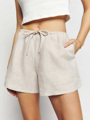 Reformation Zoey Linen Short - Oatmeal