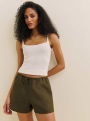 Reformation Zoey Linen Short - Dark Olive