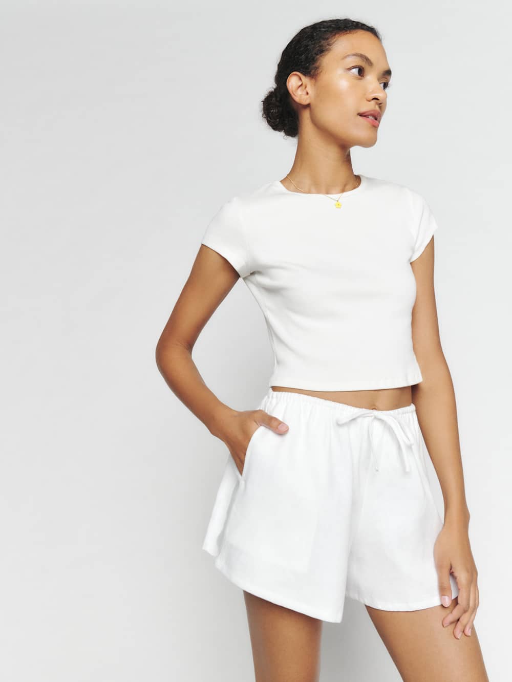Reformation Zoey Linen Short - White