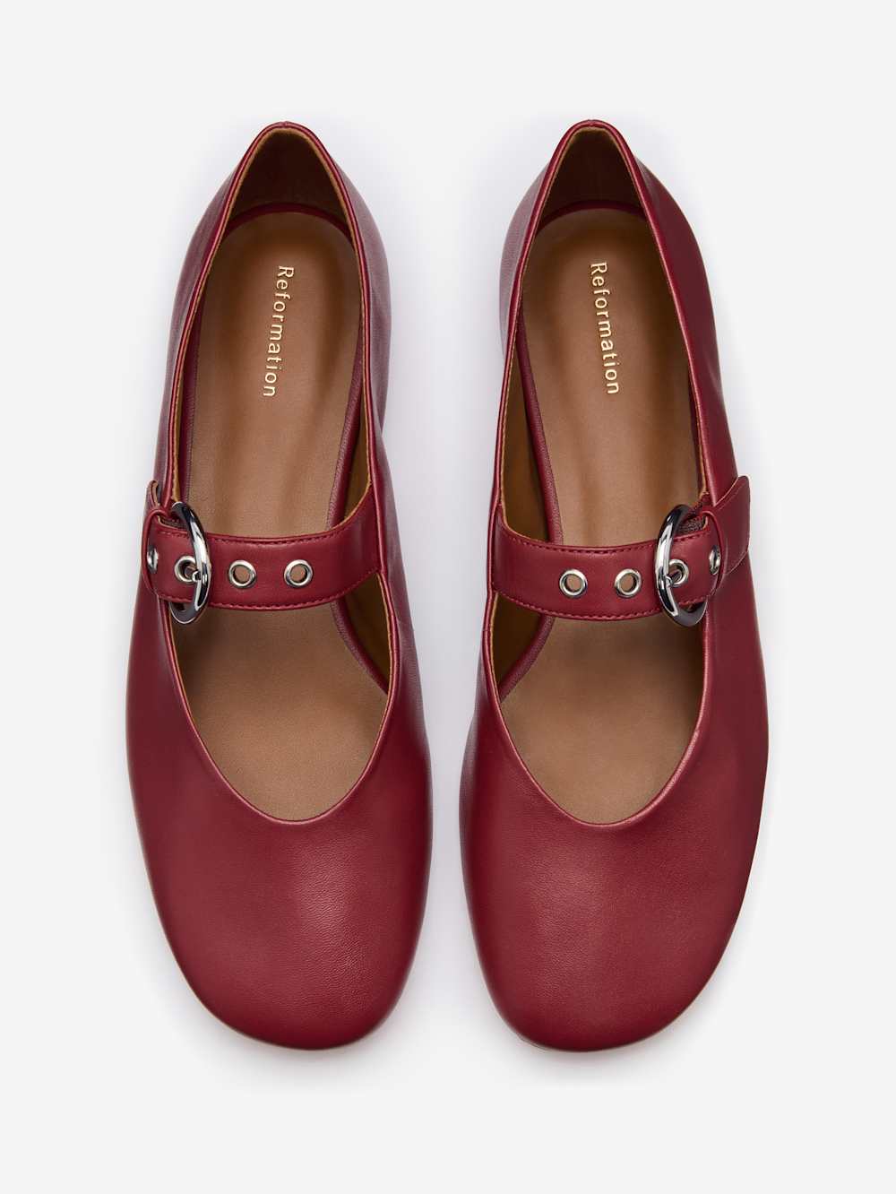 Reformation Bethany Ballet Flat - Brick Red Leather