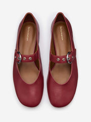 Reformation Bethany Ballet Flat - Brick Red Leather