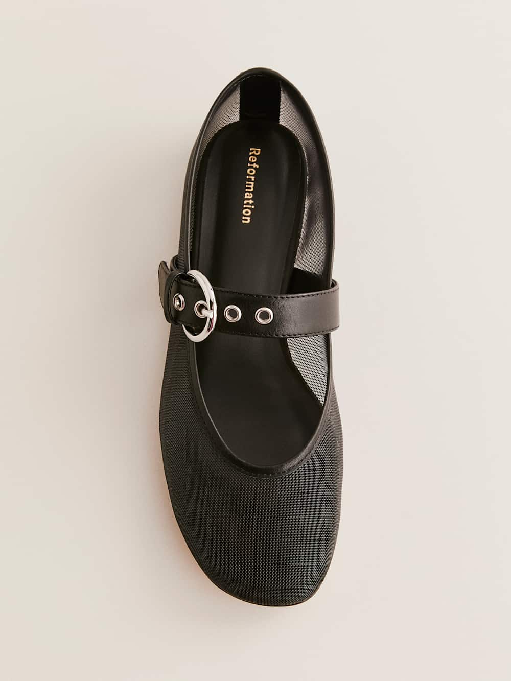 Reformation Bethany Ballet Flat - Black Mesh