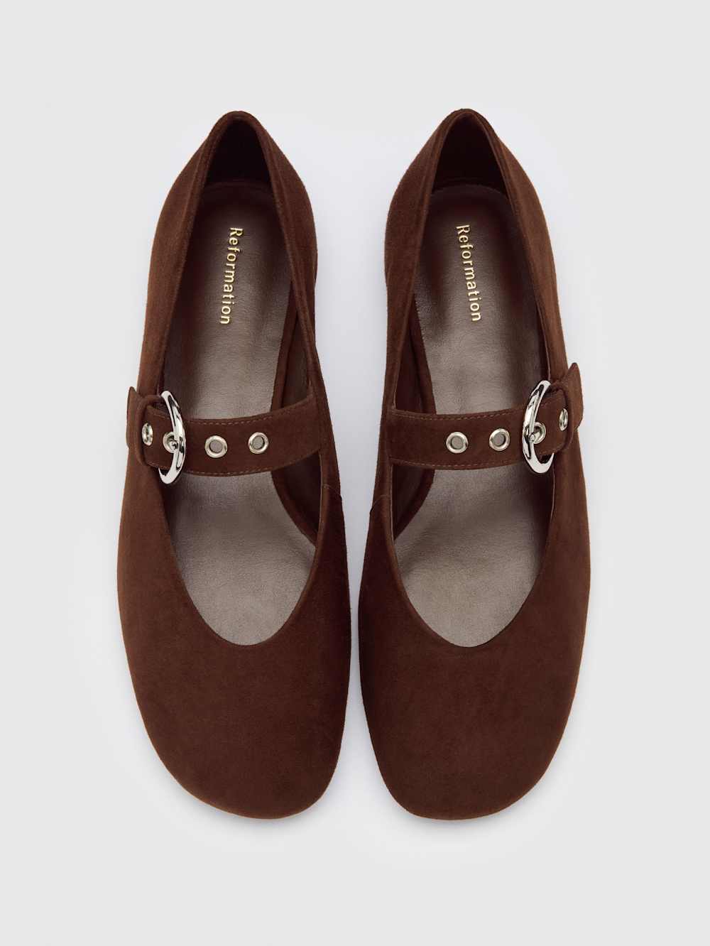 Reformation Bethany Ballet Flat - Espresso Suede