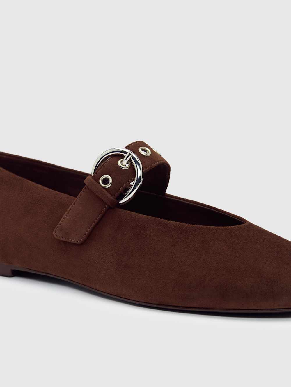 Reformation Bethany Ballet Flat - Espresso Suede