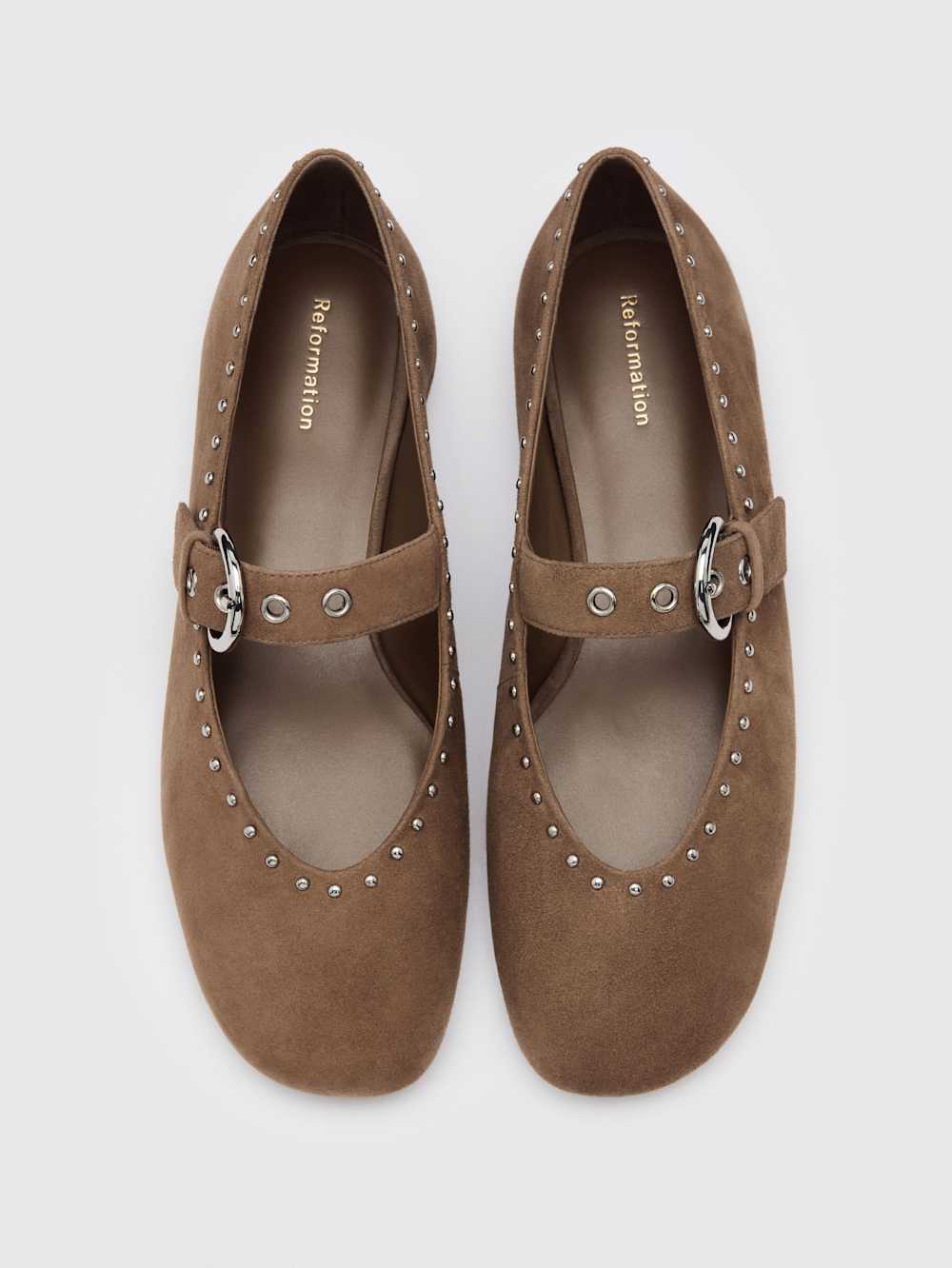 Reformation Bethany Ballet Flat - Farro Suede Studs